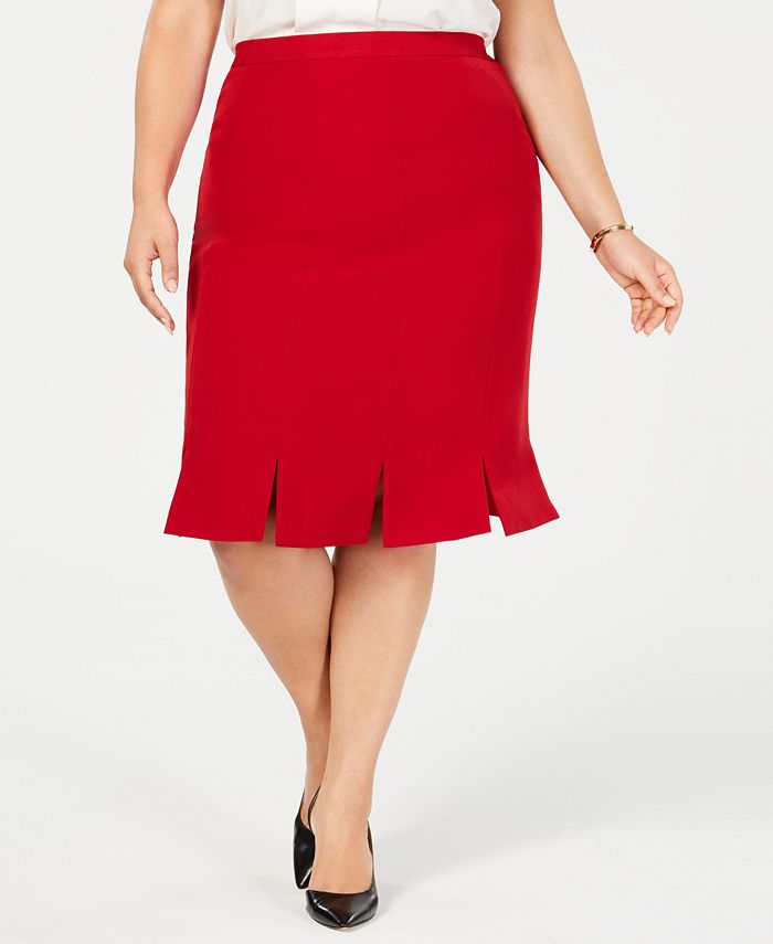 Pleated hem discount skirt red