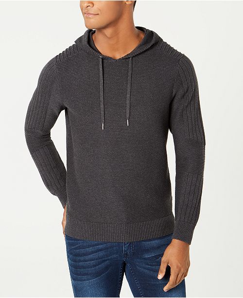 INC International Concepts Men's Acid Wash Hooded Sweater White Size Medium