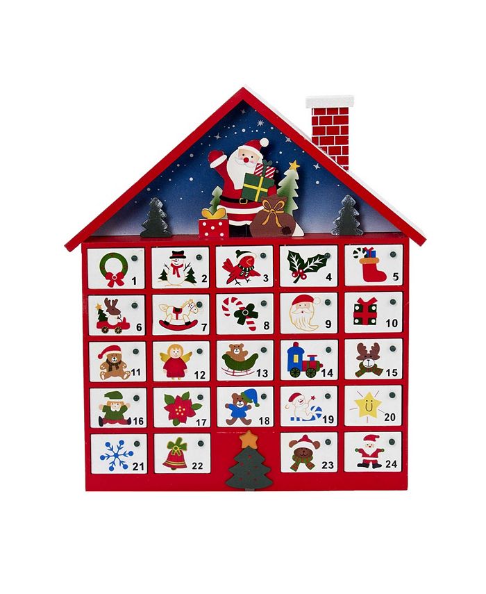 Kurt adler wooden merry christmas advent calendar house