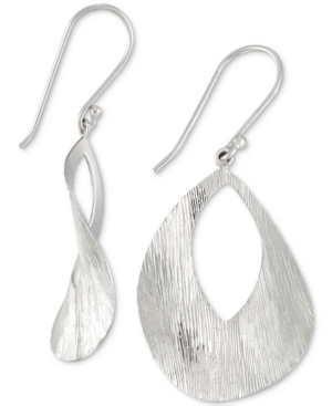 image of Simone I. Smith Twisted Oval Disc Drop Earrings in Sterling Silver