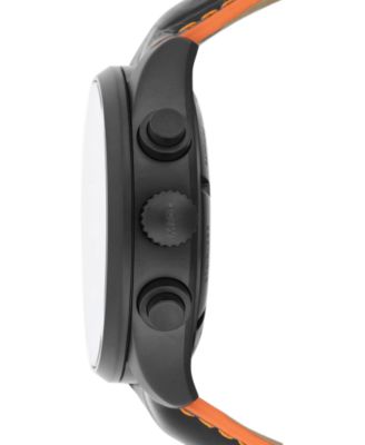 Men's Swiss Automatic Multifort Orange Leather & Interchangeable Black Leather Strap Watch 44mm