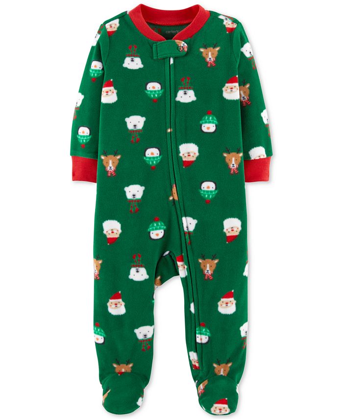 Carter's Baby Boys Christmas-Print Fleece Footed Coverall - Macy's