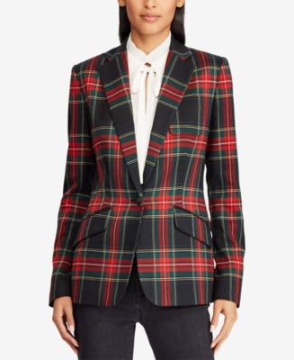 Lauren Ralph Lauren Petite Bullion Crest Patch Plaid Blazer & Reviews -  Jacket & Blazers - Petites - Macy's