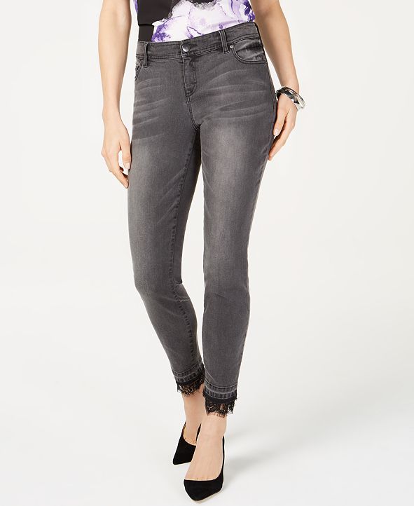 INC International Concepts I.N.C. Petite Lace-Trim Skinny Jeans ...