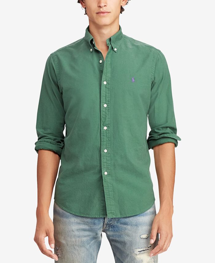 Polo Ralph Lauren Men's Slim Fit Garment Dyed Oxford Cotton Shirt & Reviews  - Casual Button-Down Shirts - Men - Macy's