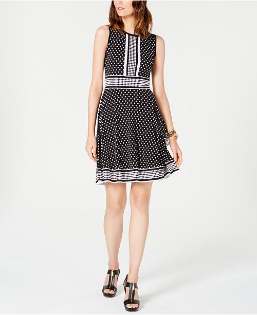 Michael Kors Dotted Border-Print Dress, Regular & Petite Sizes ...