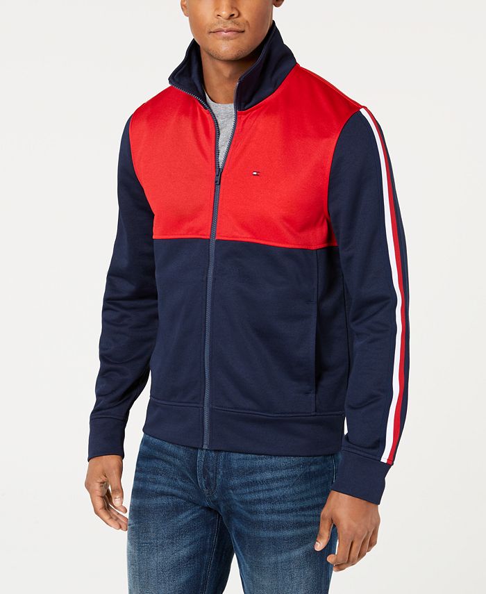 Tommy Hilfiger Men's Racer Colorblocked Full-Zip Mock-Collar Sweatshirt ...
