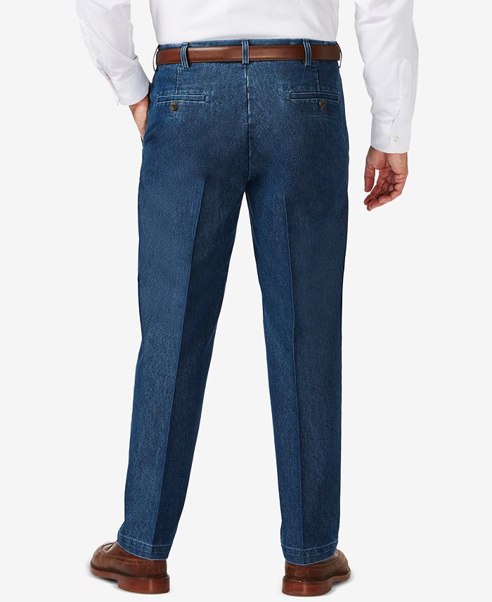 Haggar Men's Big & Tall Stretch Denim ClassicFit Flat Front Pants Macy's