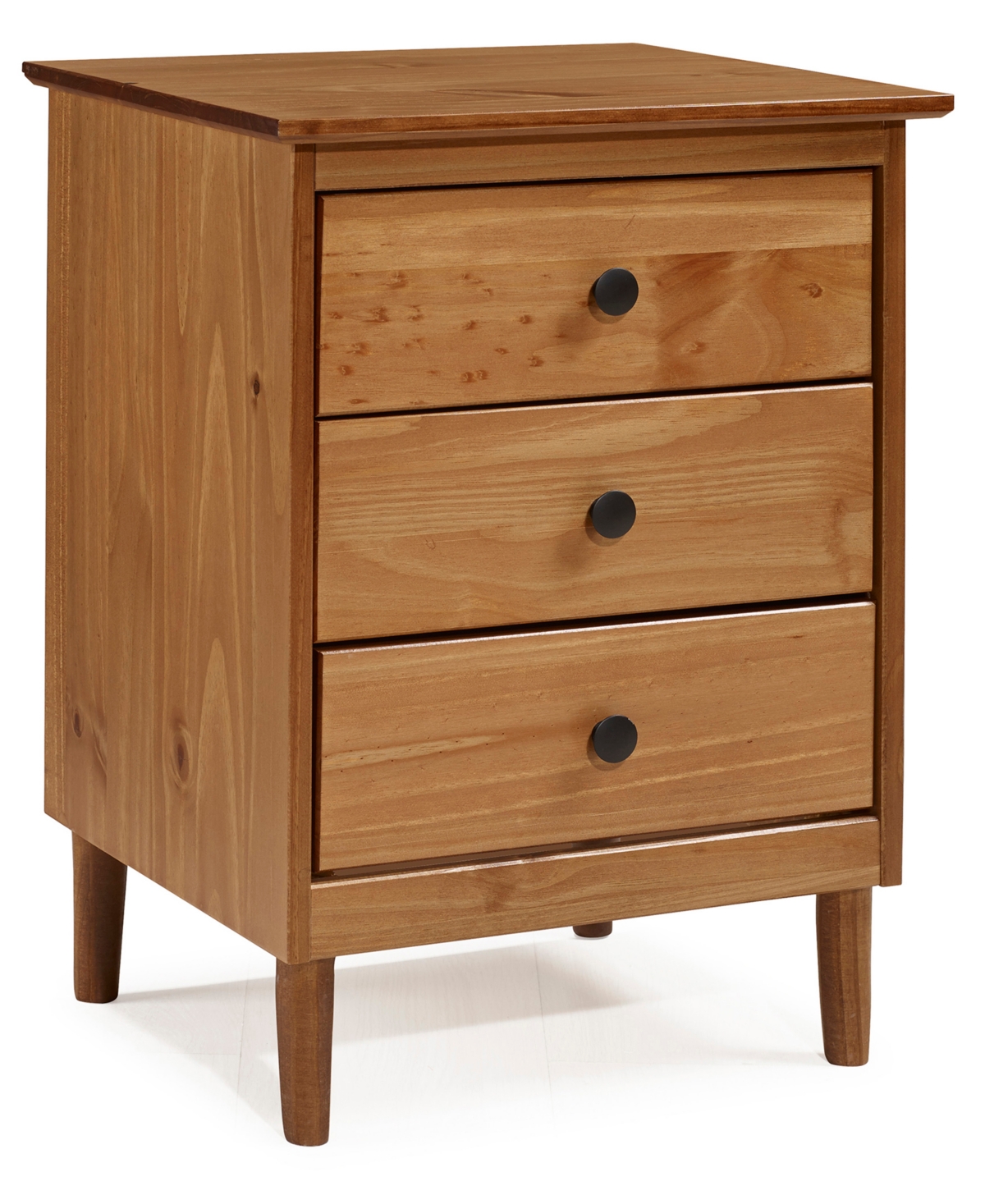 3 Drawer Solid Wood Nightstand in Caramel
