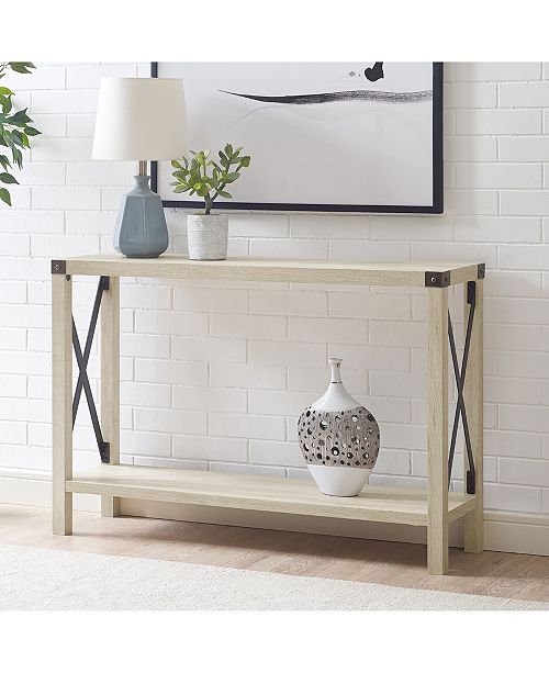 Walker Edison 46 inch Metal X Entry Table in White Oak & Reviews