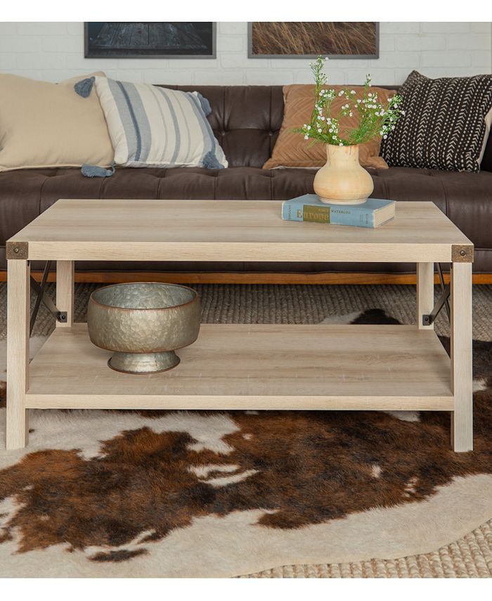 Walker Edison 40" Farmhouse Metal X Coffee Table & Reviews Furniture Macy's