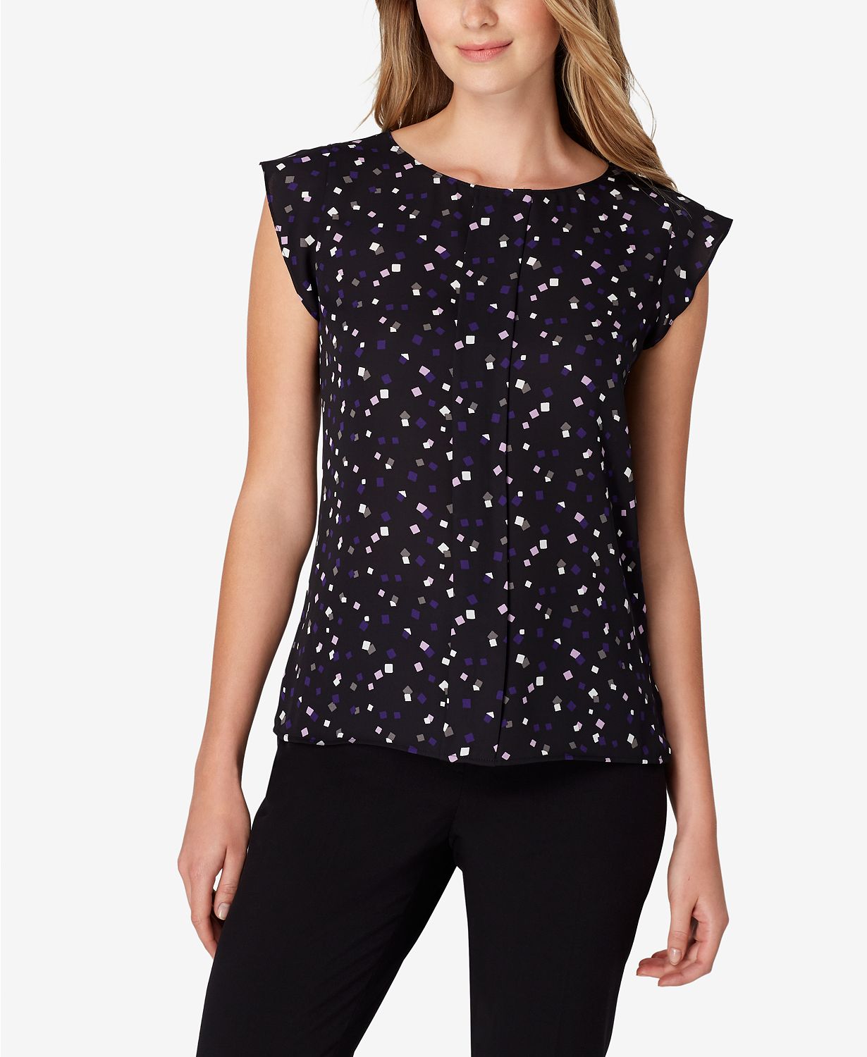 Printed Flutter-Sleeve Top