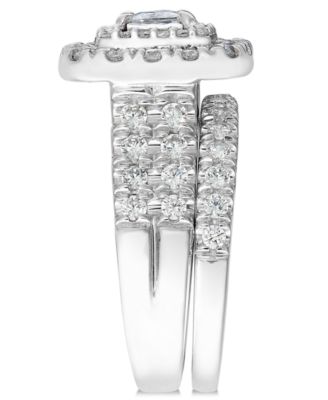 Diamond Princess Halo Bridal Set Ring (1-1/2 ct. t.w.) in 14k White Gold