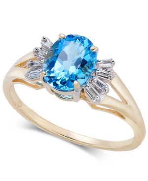 image of Blue Topaz (1-5/8 ct. t.w.) & Diamond (1/8 ct. t.w.) Ring in 14k Gold