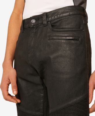 A|X Armani Exchange Armani Exchange Mens Coated Slim-Fit Moto Jeans