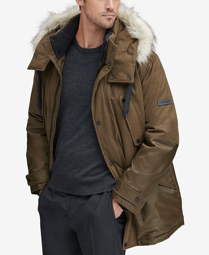 Marc New York Men's Mixed-Media Parka with Removable Hood - Macy's