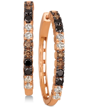 image of Le Vian Chocolate Layer Cake Blackberry Diamonds, Chocolate Diamonds & Nude Diamonds Hoop Earrings (1-5/8 ct. t.w.) in 14k Rose Gold
