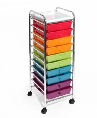 Seville Classics 10 Drawer Organizer Cart With Tray