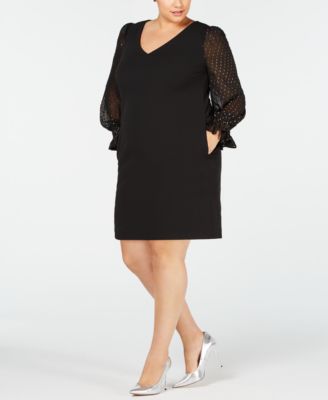 Betsey Johnson - Plus Size Illusion-Sleeve Dress