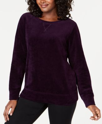 Karen Scott Velour Sweatshirt Deep Black Small - BELLEZA'S