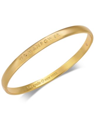 kate spade new york - Gold-Tone Womanpower Engraved Bangle Bracelet