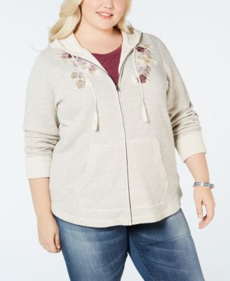 Style & Co - Plus Size Embroidery-Detail Hooded Jacket