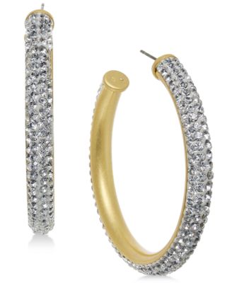 kate spade new york - Hematite-Tone Crystal Hoop Earrings