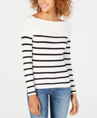 Hooked Up by IOT - Juniors' Off-The-Shoulder Striped Sweater