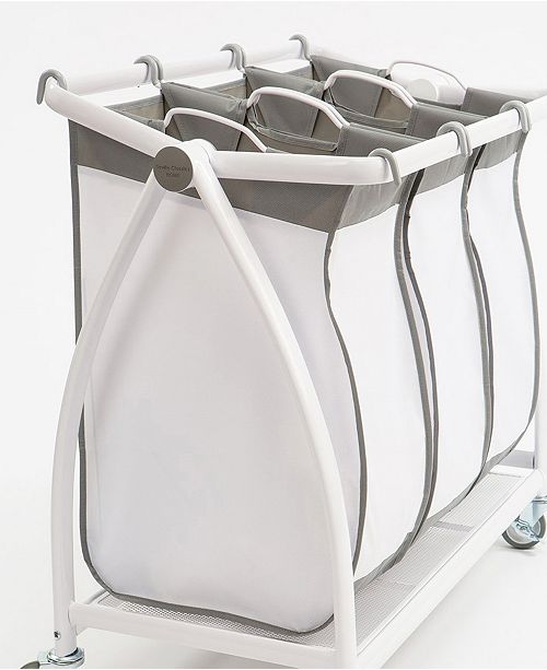 Seville Classics Premium 3Bag HeavyDuty Tilt Laundry Hamper Sorter