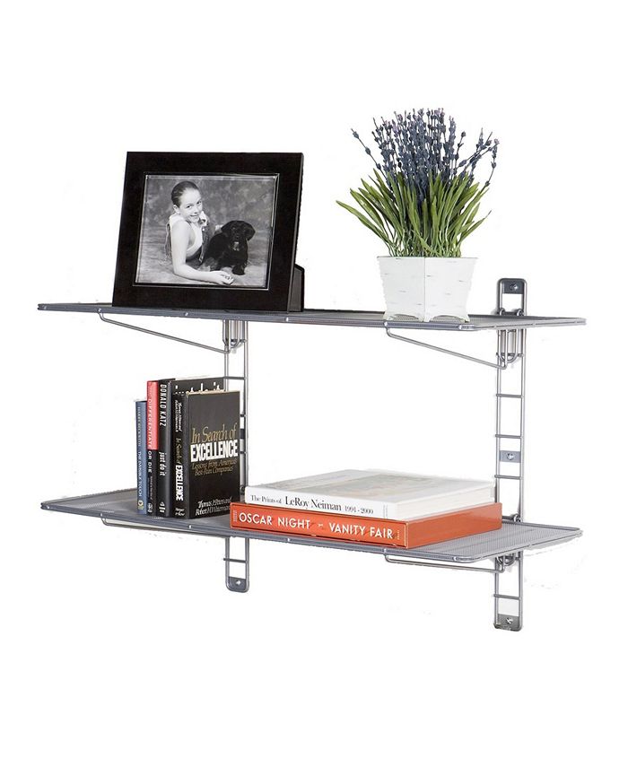 Seville Classics 2 Tier Heavy Duty Wall Mount Floating Steel Wire Mesh