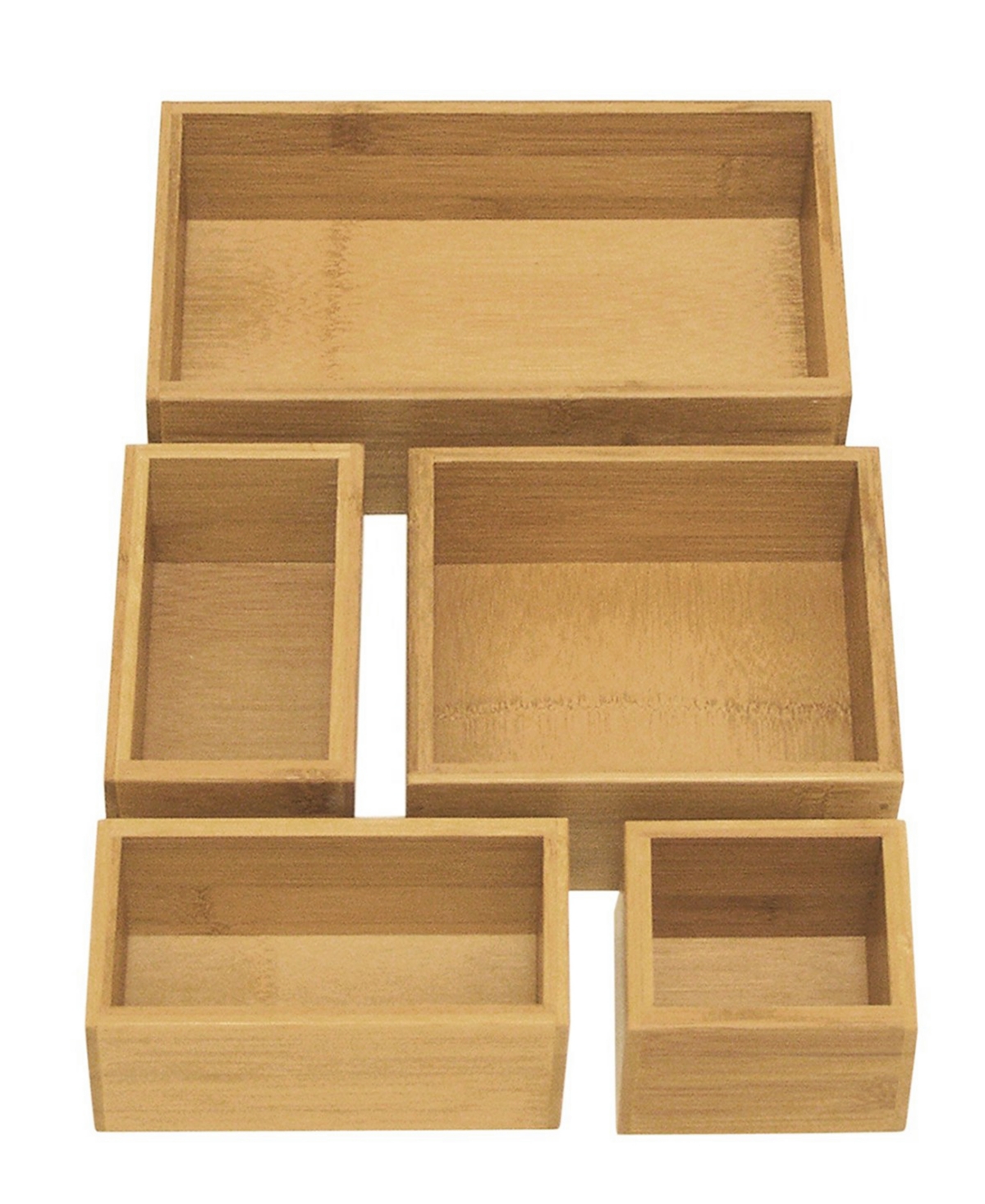 Bamboo Storage Box Drawer Organizer 5 Piece Set - Natural