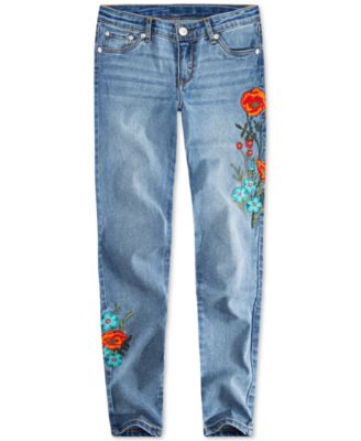 jeans with flower patches