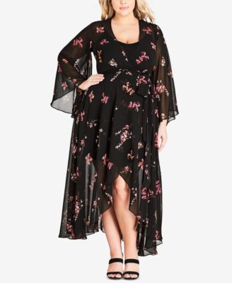 plus size bell sleeve maxi dress