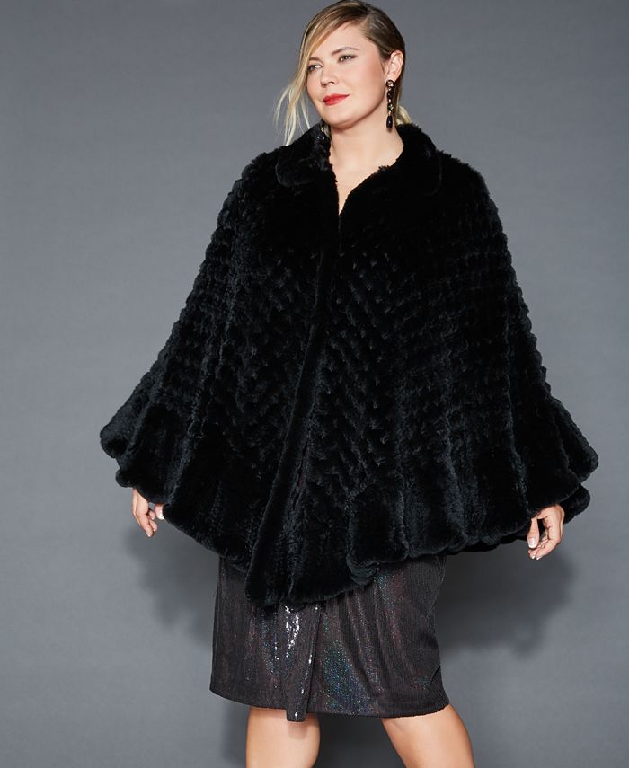 Plus size fur poncho clearance