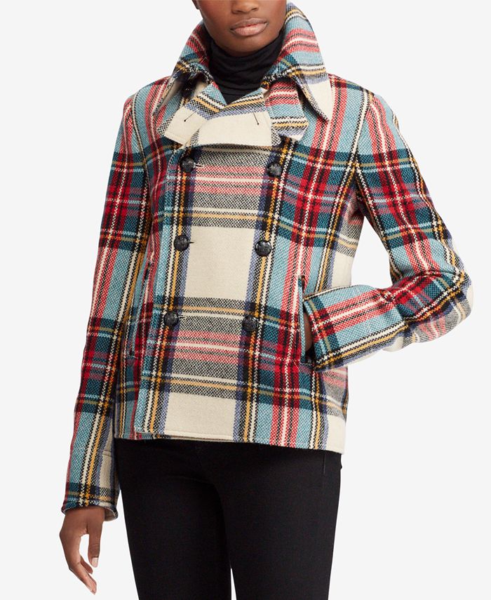Lauren Ralph Lauren Plaid Wool-Blend Coat - Macy's