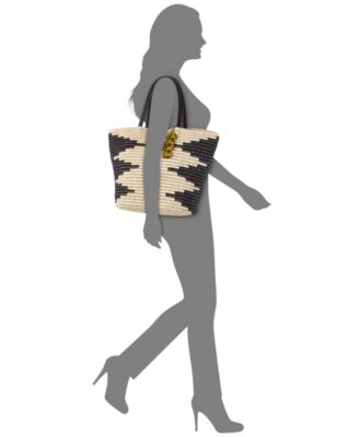 INC International Concepts I.N.C. Willoww Stripe Tribal Straw Tote, Created for Macy's