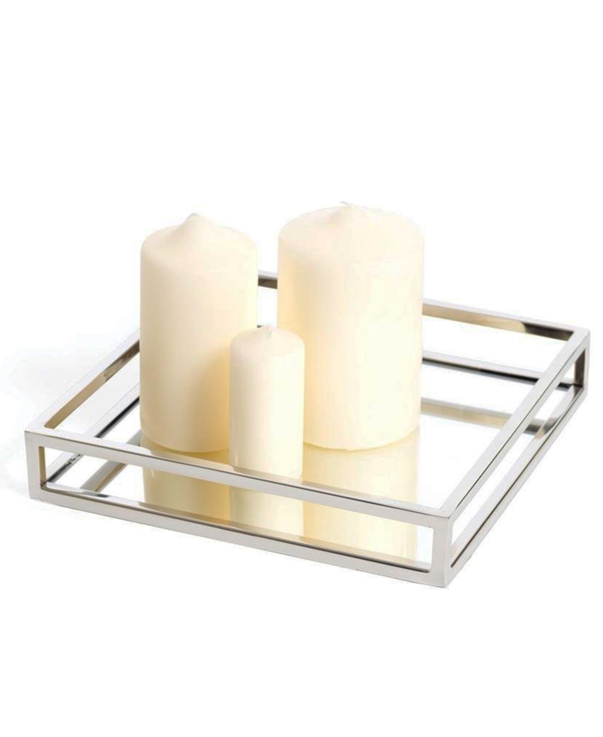 Classic Touch Square Mirrored Tray with Chrome Rails