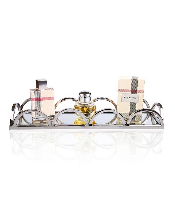 Classic Touch Rectangular Mirrored Tray with Chrome Loop Bars & Reviews