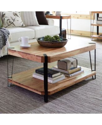 Ryegate Natural Live Edge Solid Wood with Metal Coffee Table