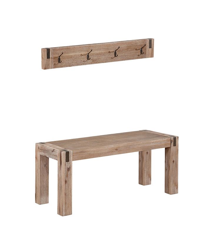 Alaterre Furniture Woodstock Acacia Wood With Metal Coat Hook And Bench