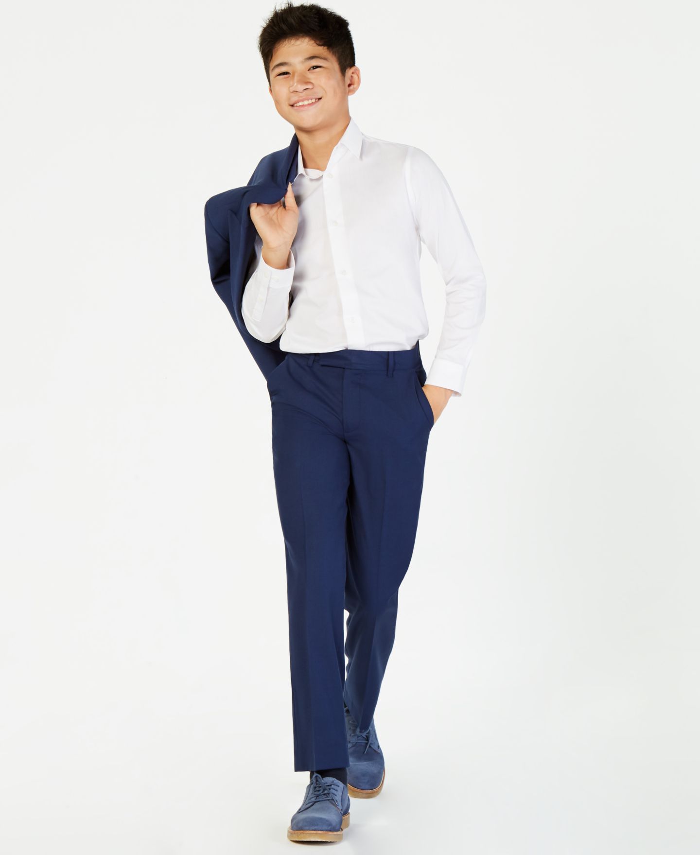 Брюки Calvin Klein Slim-Fit Infinite Stretch Machine Washable Suit Pants для мальчиков — фото 3