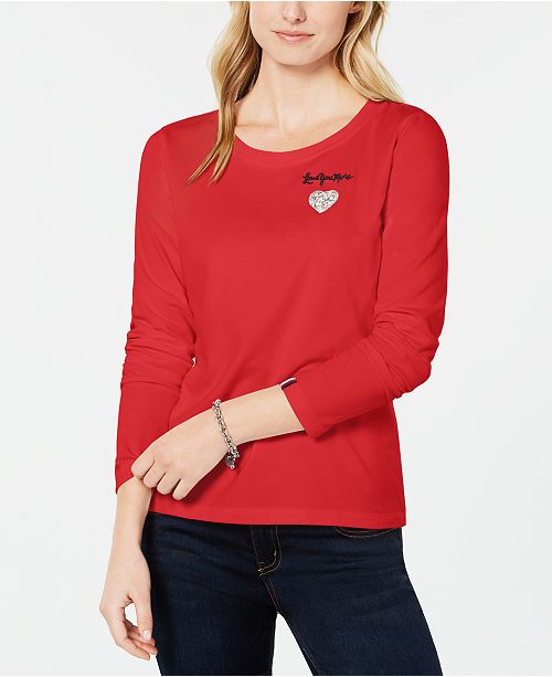 Cantidad de Náutico receta Tommy Hilfiger Love You More Top, Created for Macy's & Reviews - Tops -  Women - Macy's