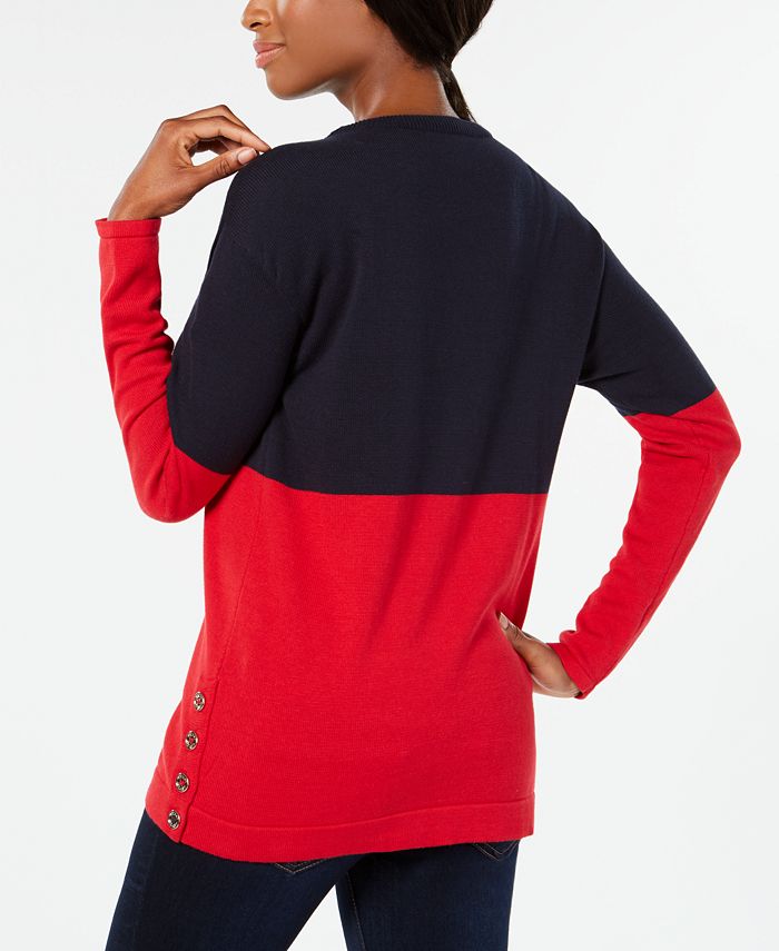 Tommy Hilfiger Cotton Colorblocked Sweater - Macy's