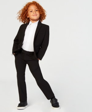 Shop Calvin Klein Little Boys Infinite Stretch Suit Jacket In Black