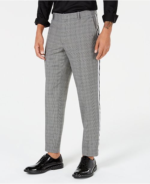 INC International Concepts I.N.C. Men's Glen Plaid SideStriped Pants