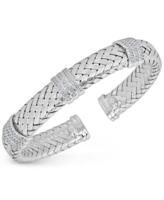 Macy's Diamond Braided Cuff Bracelet (1-1/4 Ct. Tw.) In Sterling Silver ...