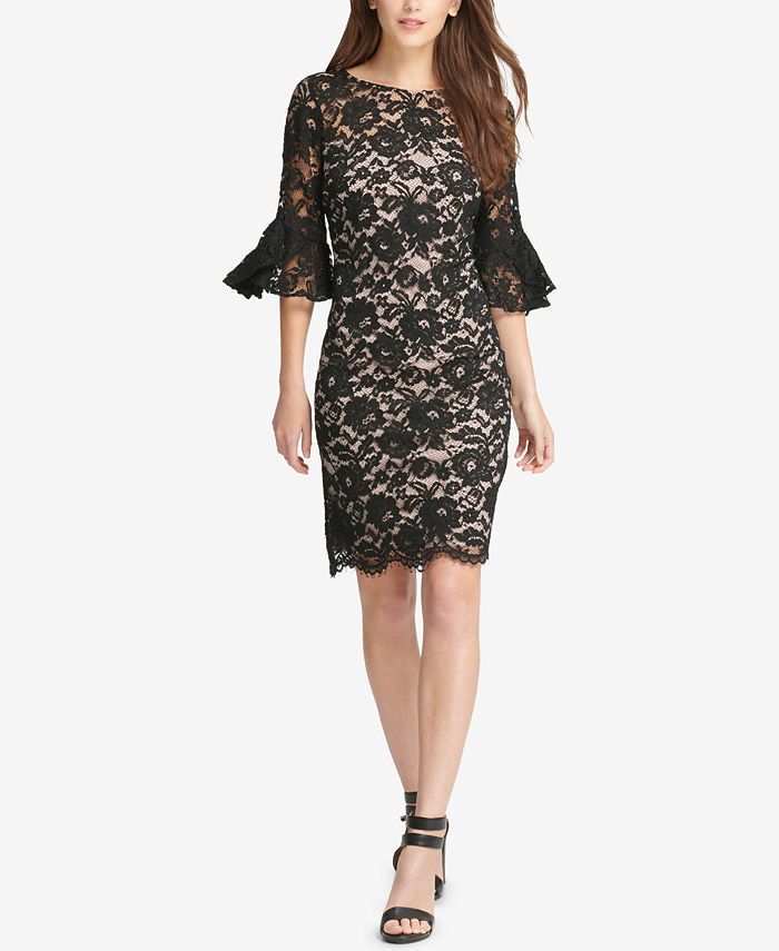 DKNY Lace Bell-Sleeve Sheath Dress, Created for Macy's & Reviews ...