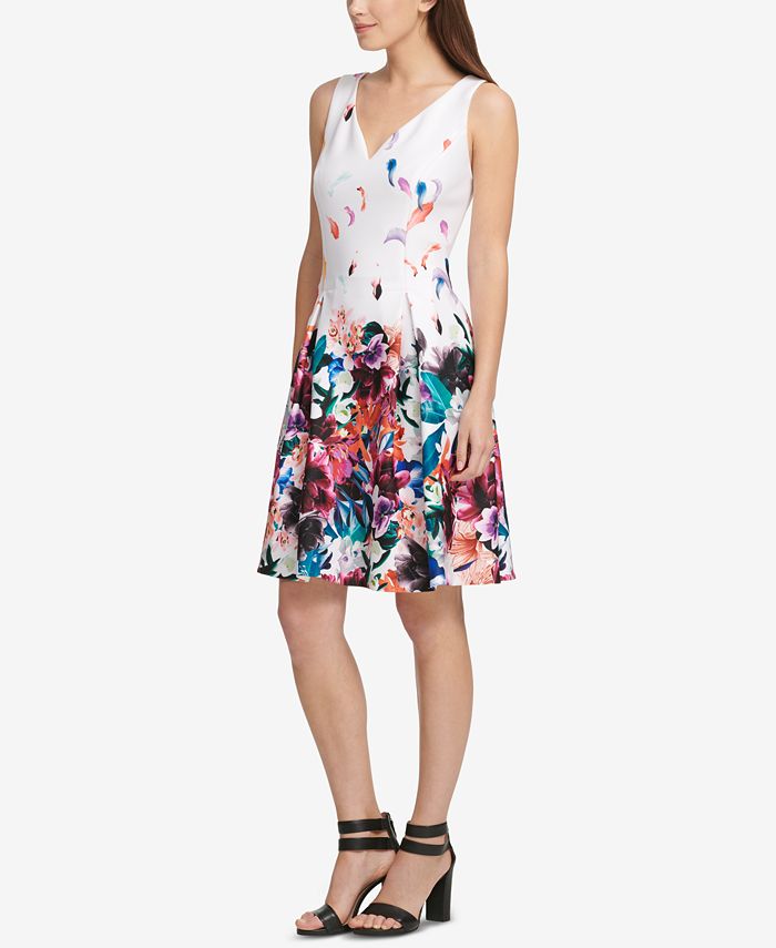 DKNY FloralPrint Fit & Flare Dress, Created for Macy's Macy's