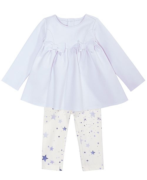 First Impressions Baby Girls 2 Pc Bow Tunic Star Print Leggings