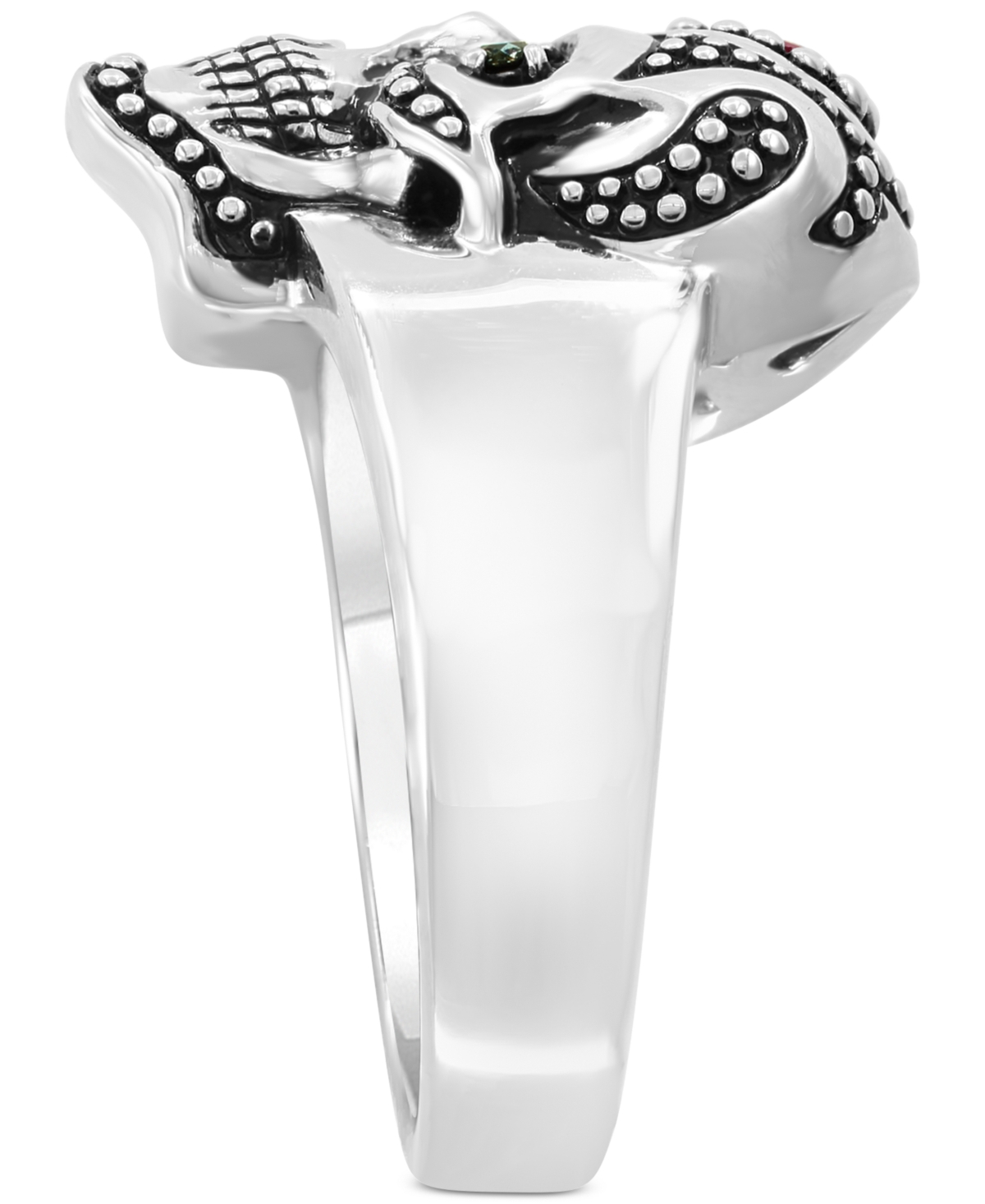 Effy Collection Effy Men s Ruby 1 10 ct. t.w. Diamond Accent Skull Ring in Sterling Silver Silver Smart Closet